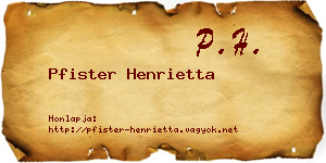 Pfister Henrietta névjegykártya